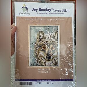 Joy Sunday Wolf Cross Stitch Kit - Brown and Gray